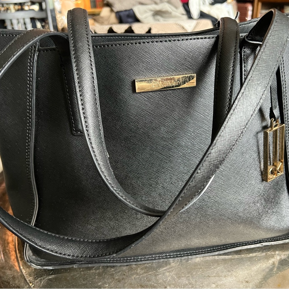 Calvin Klein Black Leather Tote